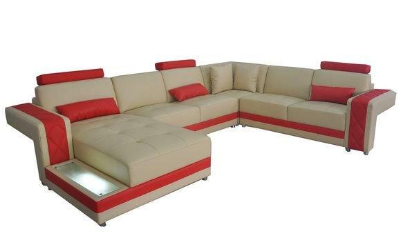 Ledersofa Couch Wohnlandschaft Eck Garnitur Design Modern Sofa