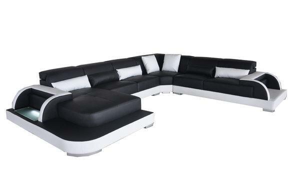 Leder Sofa Couch Wohnlandschaft Eck Garnitur Design Modern Sofas