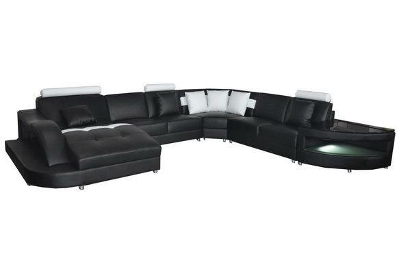Leder Sofas Wohnlandschaft Eck Garnitur Design Modern Sofa U-Form +Tisch