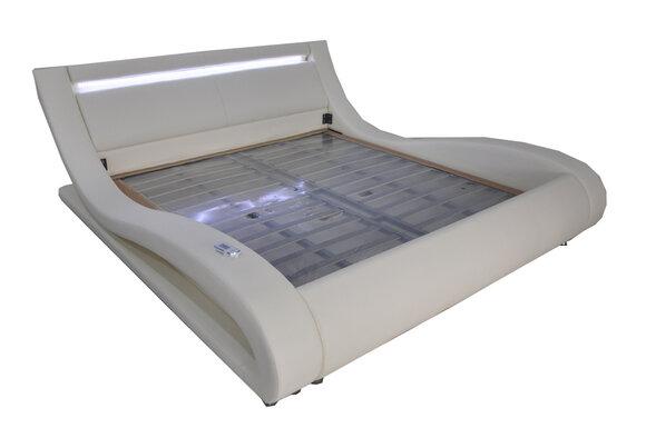Luxus Leder Design Polster Betten Doppel Modernes Beleuchtet Ehe Bett
