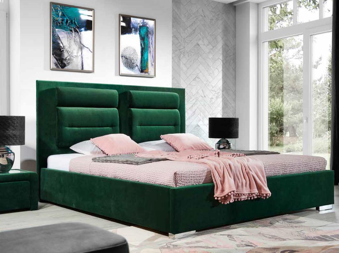 Designer Bett Schlafzimmer Betten Textil Leder Hotel Luxus Polster Samt