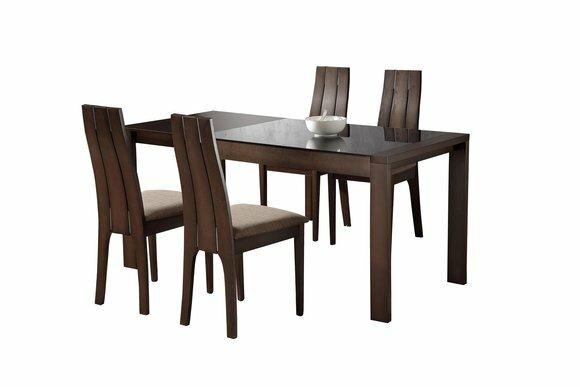 Italienische Möbel Designer Holz Glas Tisch Sitz Polster Ess Zimmer 4x Stuhl
