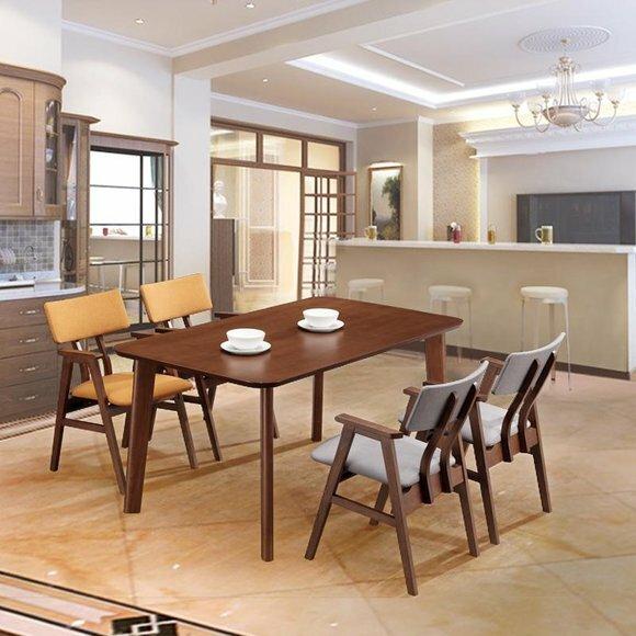 Design Holz Ess Tisch + 4 Stühle Lehn Stuhl Wohn Zimmer Garnitur Polster