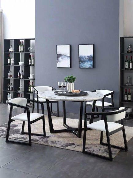 Rund Tisch Ess Zimmer Holz Runde Tische Designer Original Marmor 4 Stuhl