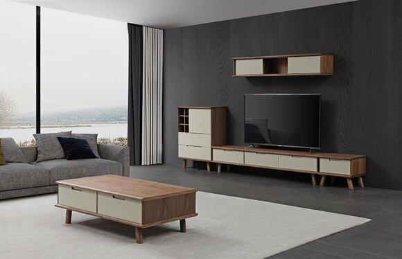Wohnzimmer Komplett Set Kommode Sideboard RTV Schrank Wand Couchtisch