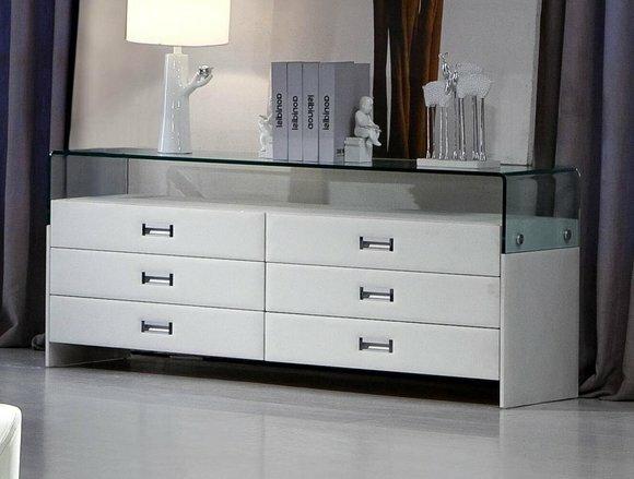 Design XXL Sideboard Glas Ablage Leder Kommoden Schrank Loawboard