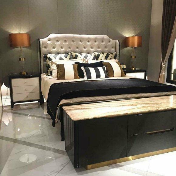 Leder Bett Polster Design Luxus Doppel Hotel Betten Holz Schlaf Zimmer