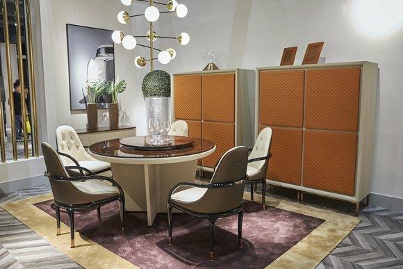Rund Tisch Ess Zimmer Holz Runde Tische Designer Original Holz 5 Stuhl