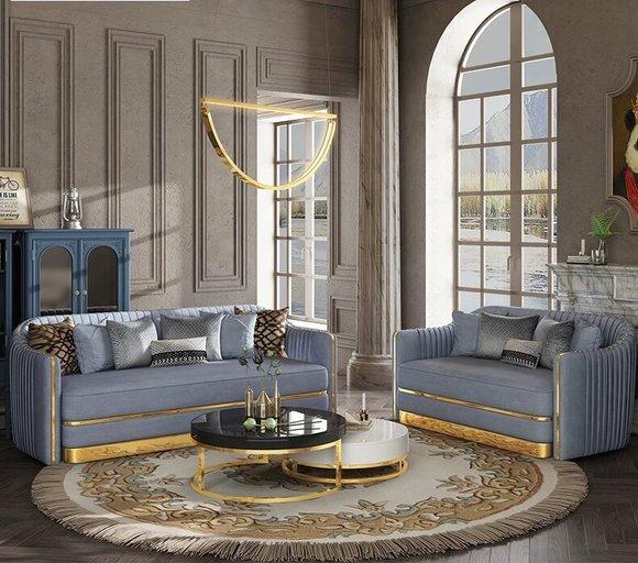 Klassische Designer Couch Sitz Polster Garnitur 3+2 Sitzer Sofa Samt Luxus