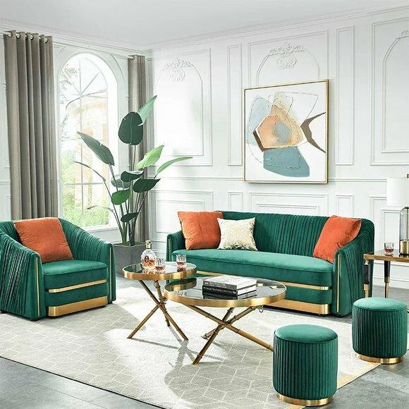 Edelstahl Couch Polster Sitz Garnitur Sofa Wohnzimmer 3+2 Textil