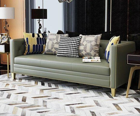 Chesterfield Edelstahl Couch Polster Sitz Garnitur Sofa 3+1 Leder Wohnzimmer