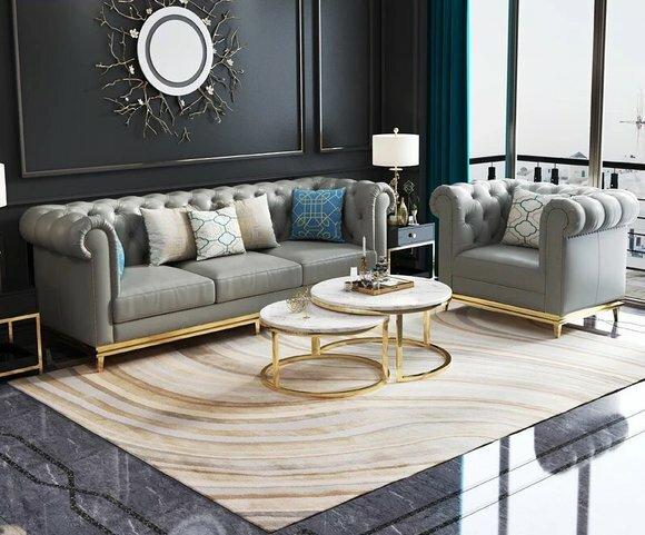 Edel Stahl Couch Polster Leder Sofa 311 Sitzer Couchen Garnitur Set