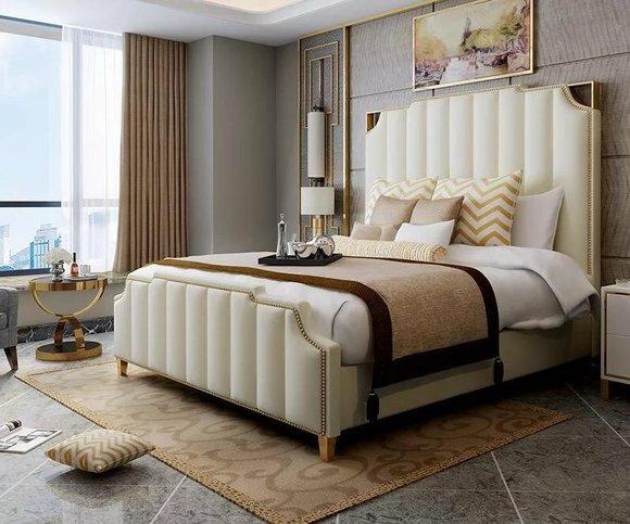 Leder Luxus Hotel Bett Doppel Polster Betten Schlaf Zimmer 180x200 Doppel