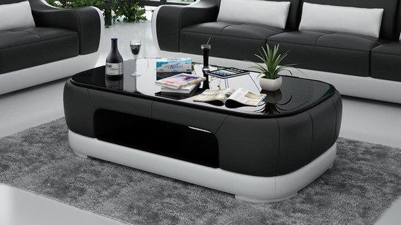 Leder Couchtisch Moderner Tisch Glastisch Design Tische Glas Wohnzimmer SOFORT