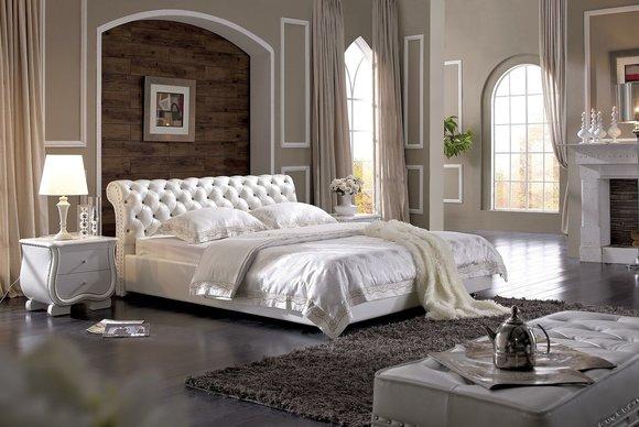 Polsterbett Bett Ehebett Lederbett Designerbett Doppelbett mit KRISTALLEN