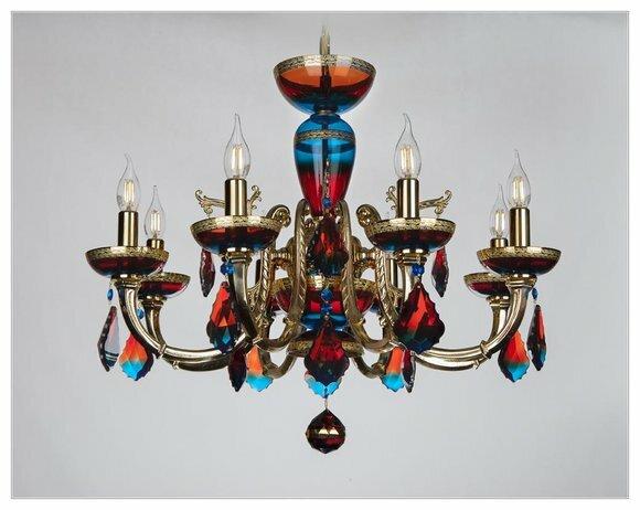 Design Kronleuchter Bohemia Decken Leuchte Bunte Kristall Lampe Lampen