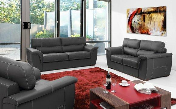 Leder Design Couch Polster Sitz Garnitur Sofa Garnituren 3+1+1 Leder Sofas