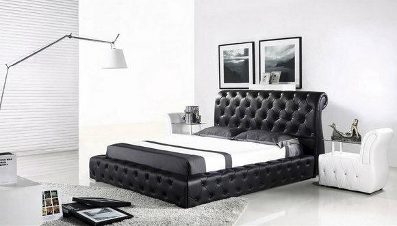 Design Bett Polsterbett Doppelbett Stoffbett Bettgestell Modern Chesterfield