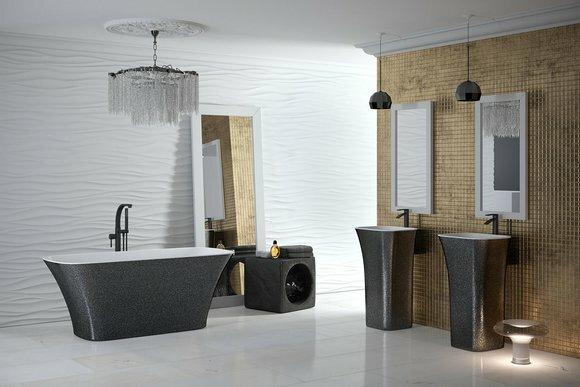 Exclusive Freistehende Design Badewanne Moderne Wanne Bad Frei stehend Schwarz