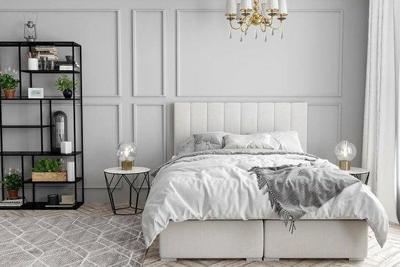Boxspring Bett Hotel Doppel Luxus Betten Polster Bettkasten Funktion Beige