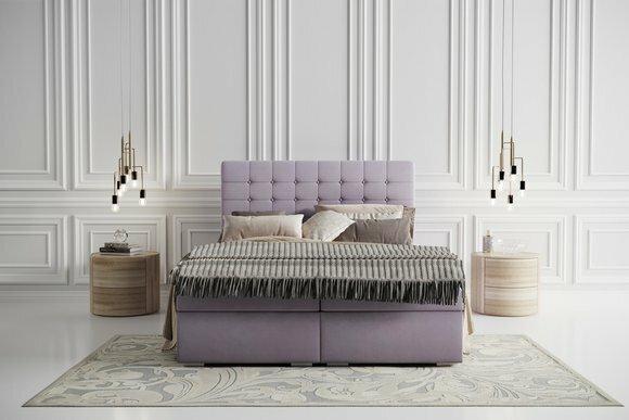 Komplett Set Matratze & Topper Boxspring Bett Pink Polster 180x200cm Betten