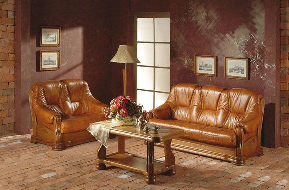 Wohnzimmer sofagarnitur Couch Polster Sofa 100% Echtes Leder Holz 3+1