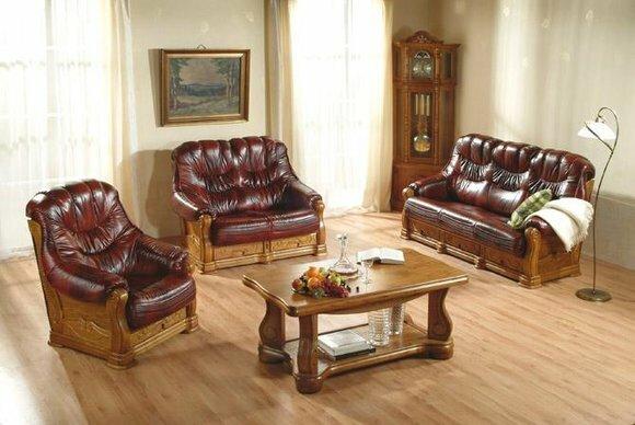 Garnitur 3+2 Sitzer Couch Polster Garnituren Sitz Set 100% Italienisches Leder