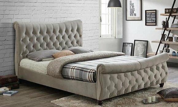 Chesterfield Design Polster Englisches Doppelbett Beige 140/160/180x200