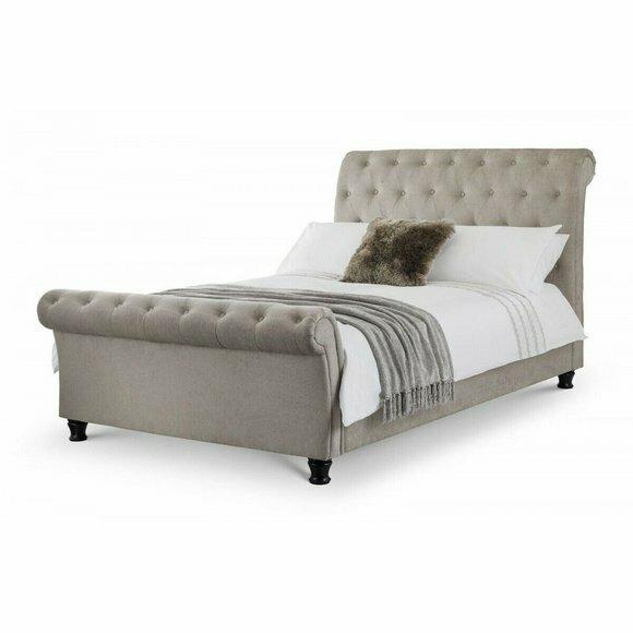 Chesterfield Design Polster Englisches Bett Grau 160/180x200 Doppelbett
