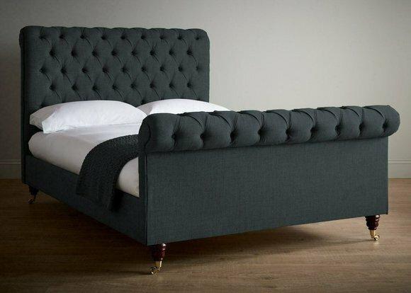 Chesterfield Design Polster Englisches Doppelbett Schwarz 140/160/180x200