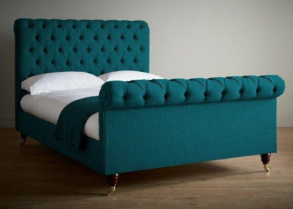 Bett Polster Design Luxus Doppel Hotel Betten Zimmer Chesterfield Grün