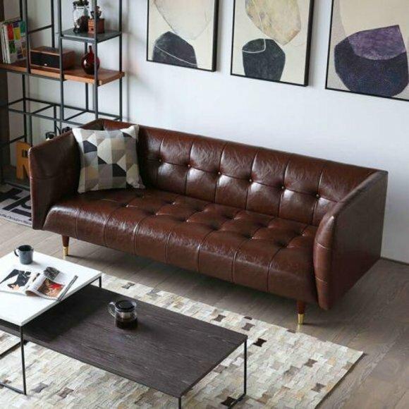 Chesterfield 3 Sitzer Sofa Ledersofa Couch Polster Sitz Garnitur 3er