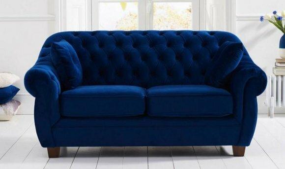 jvmoebel ® - Textil Sofa Couch - Blaue Polster Zweisitzer Couch