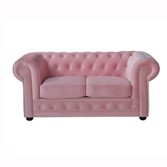 Rosa Chesterfield Sofa Couch Polster Stoff Leder Couchen Polster