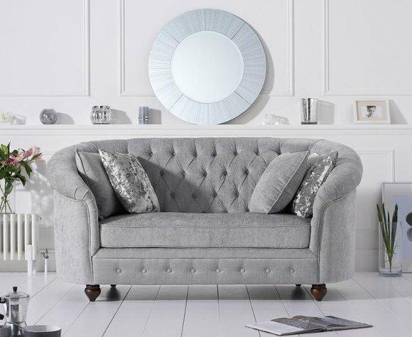 jvmoebel ® - Landhaus Designer Couch - Chesterfield Textil Sofa Grau