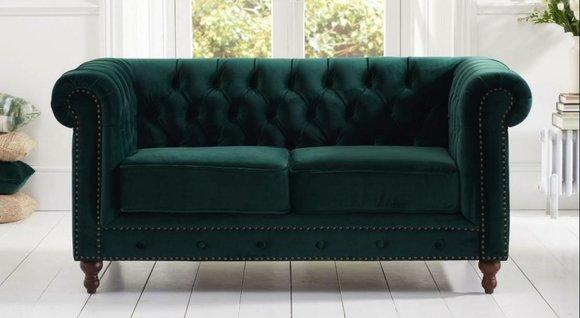 jvmoebel ® - Textil Sofa Couch - Grüne Polster Zweisitzer Couch