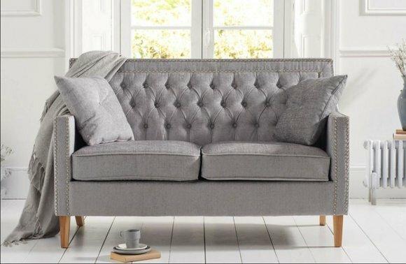 Graue Royal Couch - Luxus Chesterfield Möbel # Polster Design Möbel