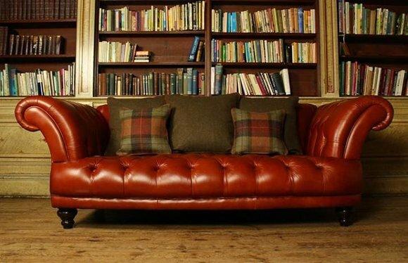Braune Leder Chesterfield Sofa Couch Polster Stoff couchen Garnitur