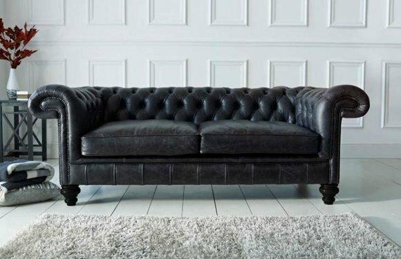 Luxus Chesterfield Dreisitzer Klassische Couch Leder Polster England
