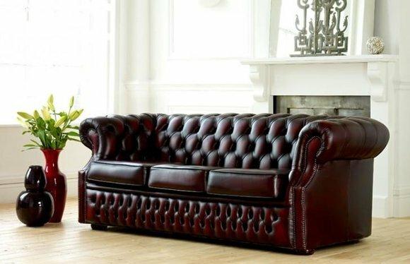 Chesterfield Sofa Couch Polster Leder Couchen Garnitur 3 Sitzers