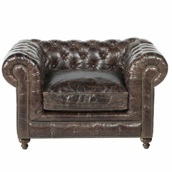 jvmoebel ® - Leder Sofa Couch - Braun Sessel Polster Einsitzer Couch