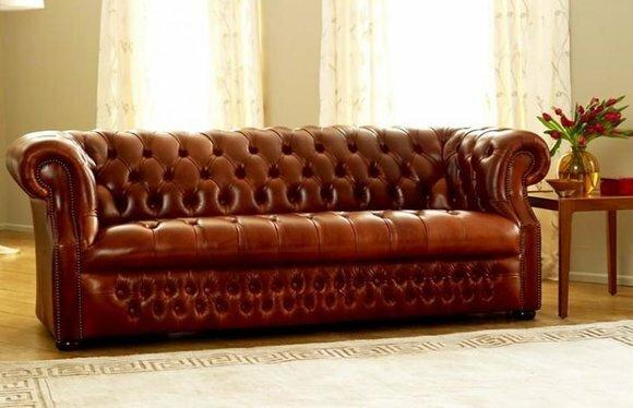 Chesterfield Dreisitzer Sofa Couch Leder Polster Design Sitz Couchen