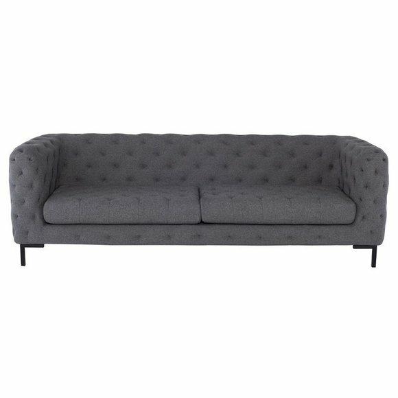 Graue Chesterfield Sofa Couch Polster Stoff Leder Couchen Textil