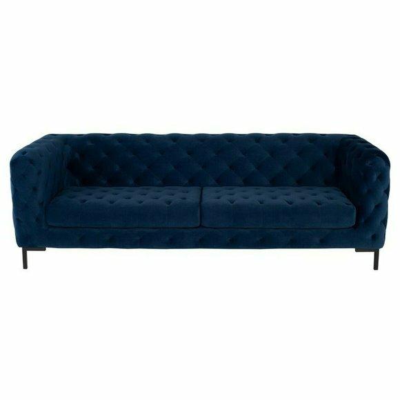 Blaue Textil Chesterfield Sofa Couch Polster Stoff Leder Couchen Neu