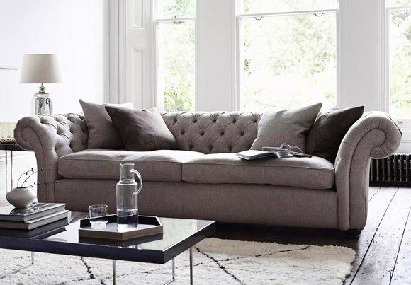 Stoffsofa Leder gemütliche Sofa 4 Sitzer Grau liege Couch Chesterfield