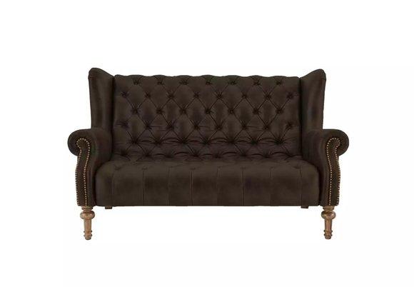 Chesterfield Sofa Couch Polster Doppelter Ohrensessel Leder Couchen