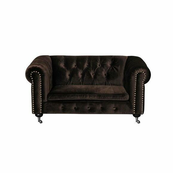 Schwarz Barock Sofa Couch - Chesterfield Stoff 2 Sitzer Leder Textil