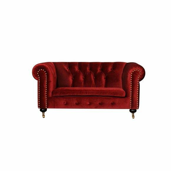 Barock Rokoko Couch - Chesterfield Stoff Sofa 2 Sitzer Leder Textil