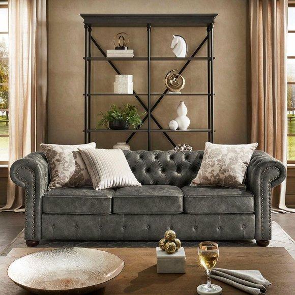 jvmoebel ® Leder Sofa Couch - Design Polster Dreisitzer Couch Garnitur