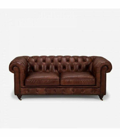 Chesterfield 2 Sitzer Klassische Luxus Barock Rokoko Sofa Braun